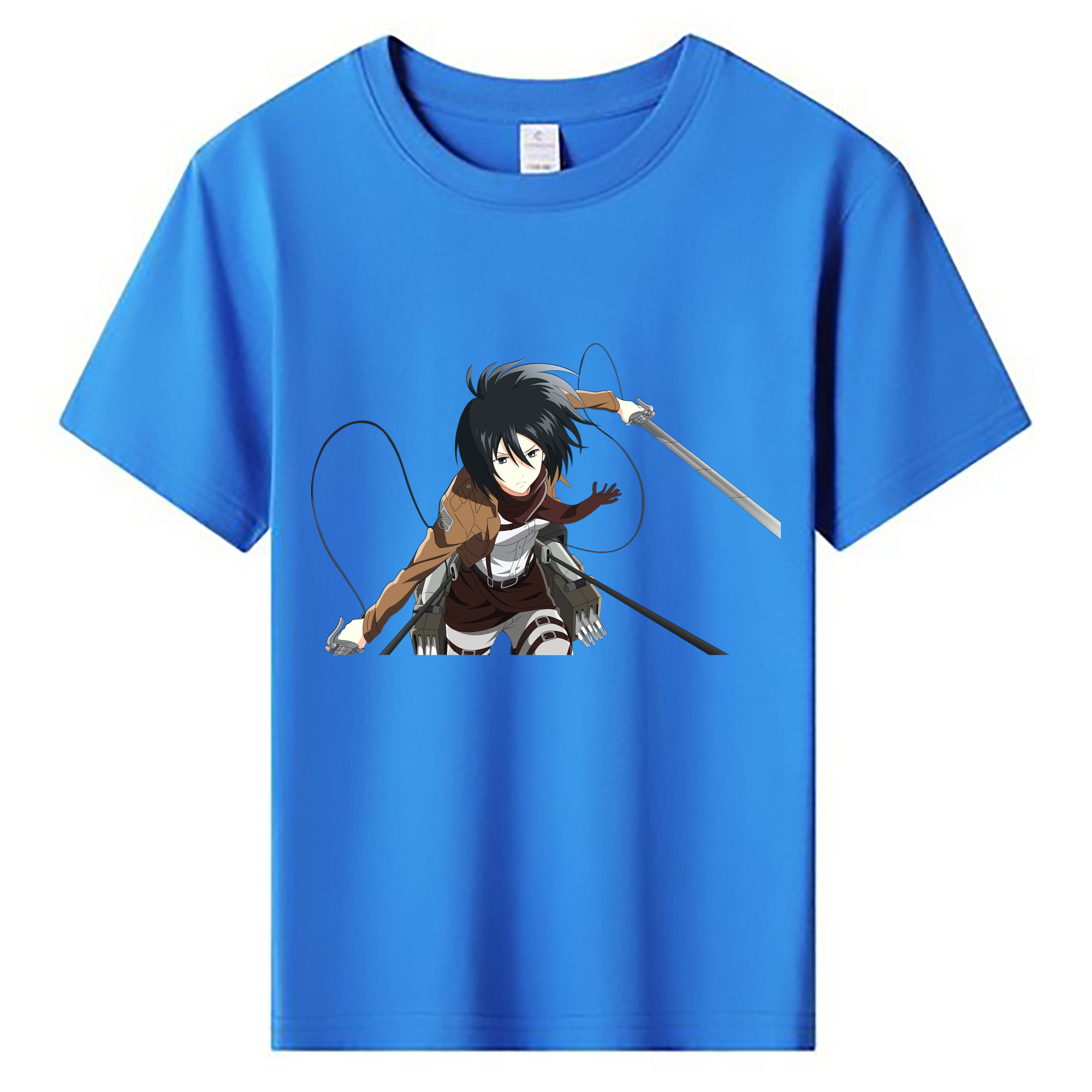 （画像用） 進撃の巨人 ミカサ·アッカーマン Attack on Titan Mikasa Ackerman 綿100％キッズTシャツ（フロントプリント）